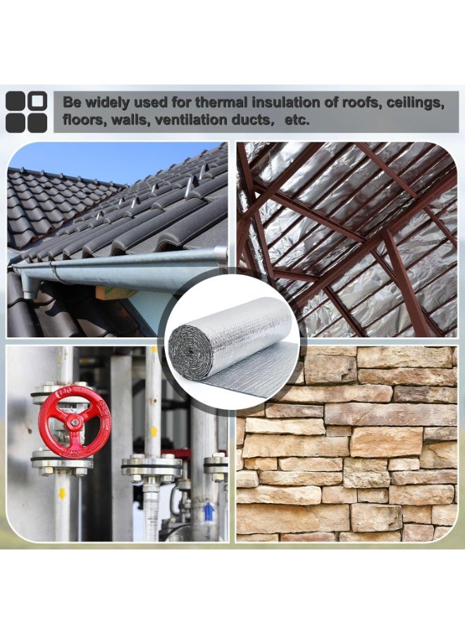 مغلف عازل عاكس ثنائي الفقاعة من الألومنيوم البخار 16.5 بوصة × 30 قدم لفانزعج الألومنيوم للنافذات العازلة للشتاء للنافذات التي تعمل بالفولتية والقصور والجراجات ومقاوم للطقس - Image 3